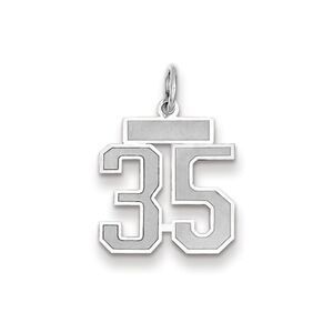 14k White Gold, Jersey Collection, Small Number 35 Pendant